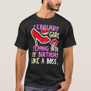 Camiseta Fevereiro Garota Nascimento Mês Salta Passando Ani