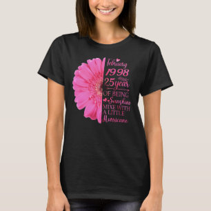 Camiseta Fevereiro Girl 1998 Aniversário de 25 de 25 Anos