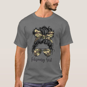 Camiseta Fevereiro Menina Mensageira Cabelo Sol Camuflagem 