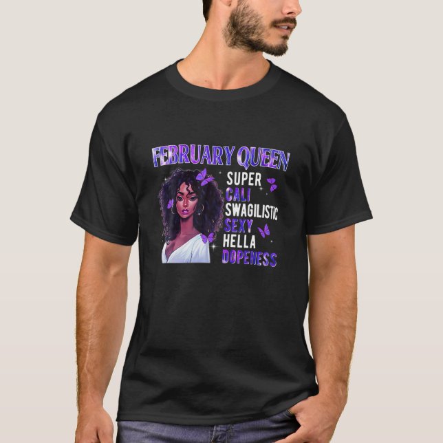 Camiseta Fevereiro Rainha Super Cali Negro Sexy Swagilista (Frente)