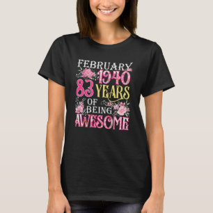 Camiseta Fevereiro Rapariga 1940 83º Aniversário 83 Anos