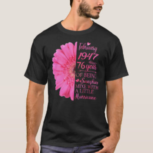 Camiseta Fevereiro Rapariga 1947 76 Anos 76 Anos Aniversári