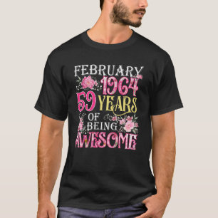 Camiseta Fevereiro Rapariga 1964 59º aniversário 59 anos