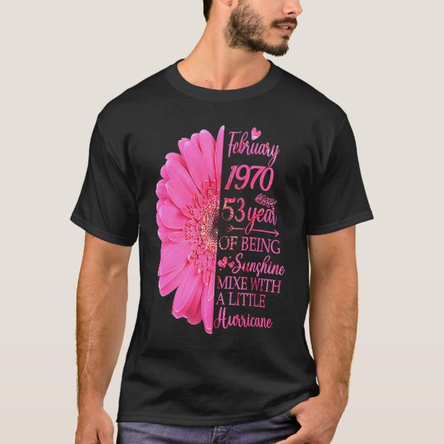 Camiseta Fevereiro Rapariga 1970 53 Anos 53 Anos Aniversári (Frente)