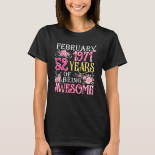 Camiseta Fevereiro Rapariga 1971 52º aniversário 52 anos