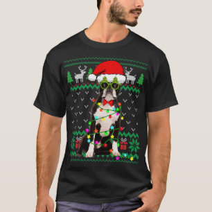Camiseta Fez um Natal Suave Luz Boston Terrier Dog P