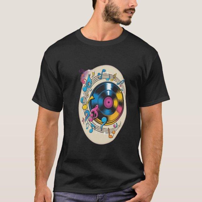 Camiseta fiação de discos de vinilo (Frente)