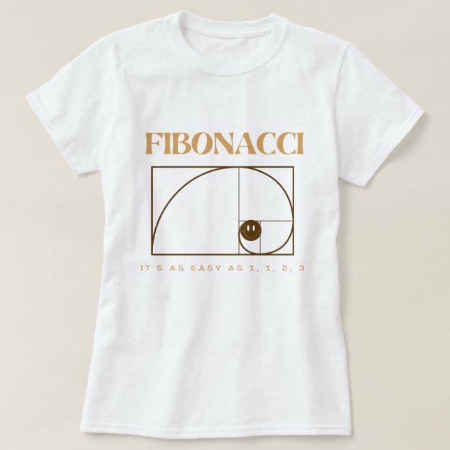 Camiseta Fibonacci com texto castanho para amantes da matem (Frente do Design)