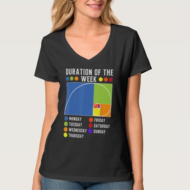 Camiseta Fibonacci Golden Ratio Duration of the week (Frente)