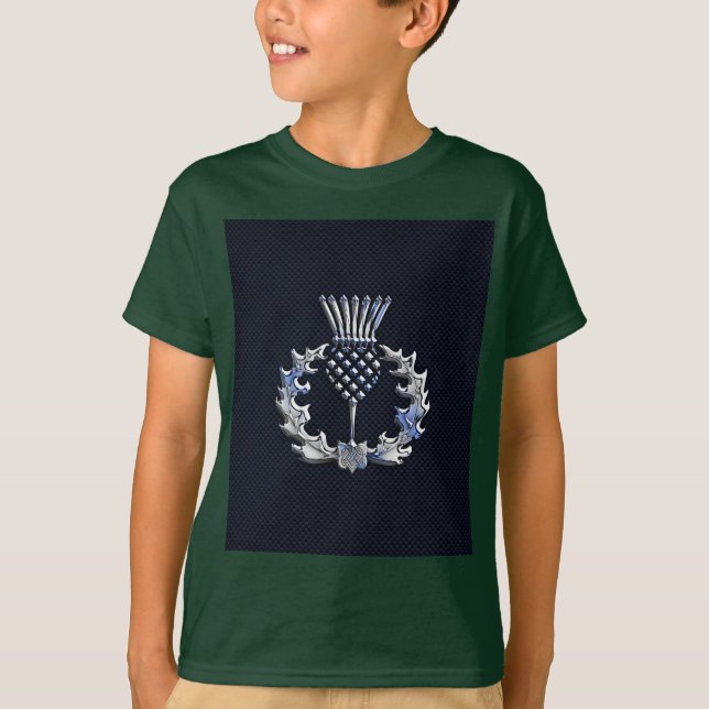 Camiseta Fibra de Impressão de Prata Escocesa (Frente)