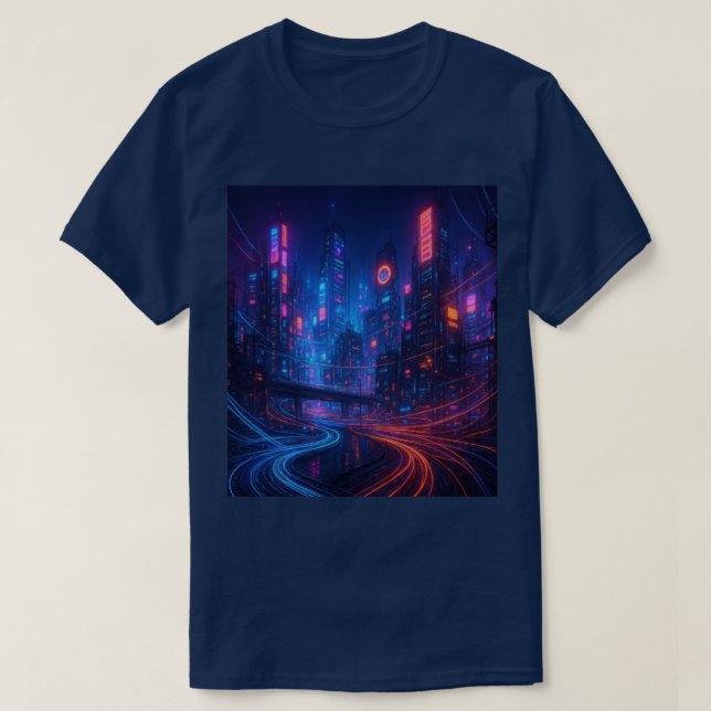 Camiseta Fibra ótica Cityscape (Frente do Design)