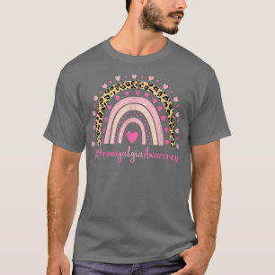 Camiseta Fibromialgia Consciência Coração Rosa Leopardo Arc