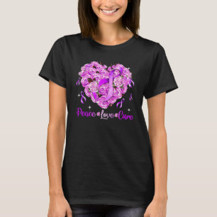 Camiseta Fibromialgia Consciência Paz Amor Mulheres Curtas