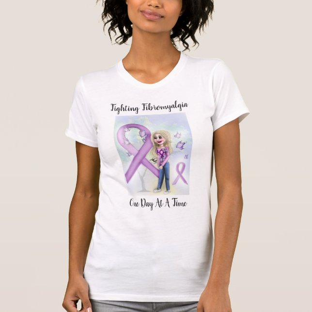 Camiseta "Fibromialgia de combate um dia de cada vez " (Frente)