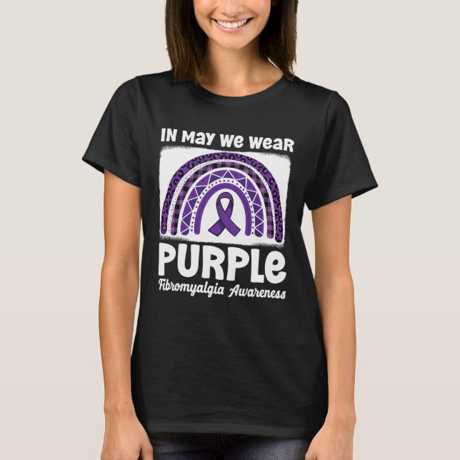 Camiseta Fibromialgia do Guerreiro Fibro-Arco-Íris Roxo (Frente)