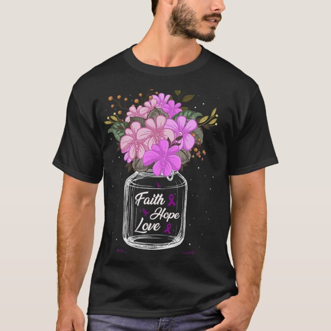 Camiseta Fibromialgia Fé Adorava Esperança Flor Sensibiliza (Frente)