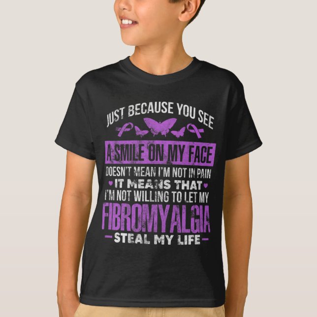 Camiseta Fibromialgia Fibro Guerreiro Roxo Borboleta (Frente)