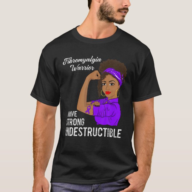 Camiseta Fibromialgia Guerreira Dor Crônica Indestrutível A (Frente)