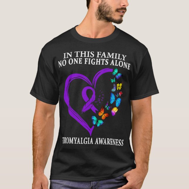 Camiseta Fibromialgia Sensibilização Guerreira Suporte Roxo (Frente)