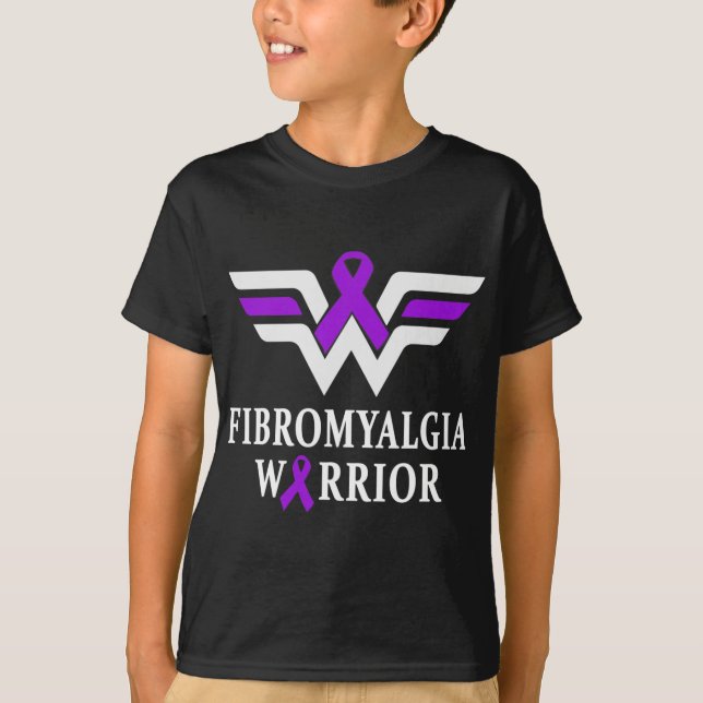 Camiseta Fibromialgia Sensibilização Guerreira Suporte Roxo (Frente)