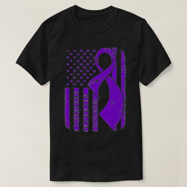 Camiseta Fibromyalgia Awareness American Flag Nobody Fight  (Frente do Design)