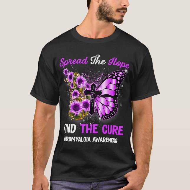 Camiseta Fibromyalgia Awareness Support Faith Butterfly (Frente)