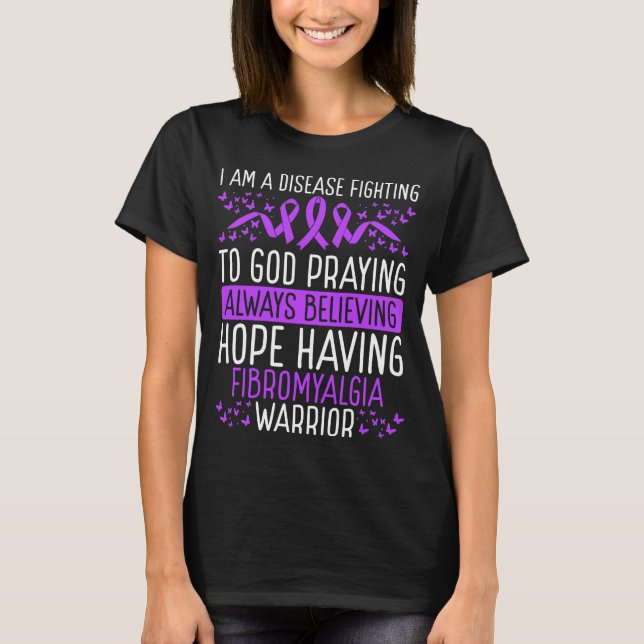 Camiseta Fibromyalgia Warrior Disease Awareness Ribbon (Frente)