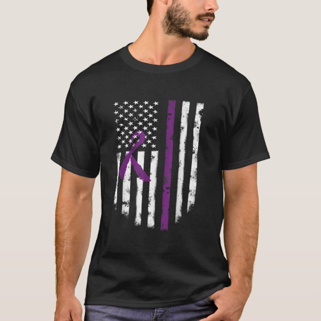 Camiseta Fibrose Cística Consciência Bandeira Americana Rã  (Frente)