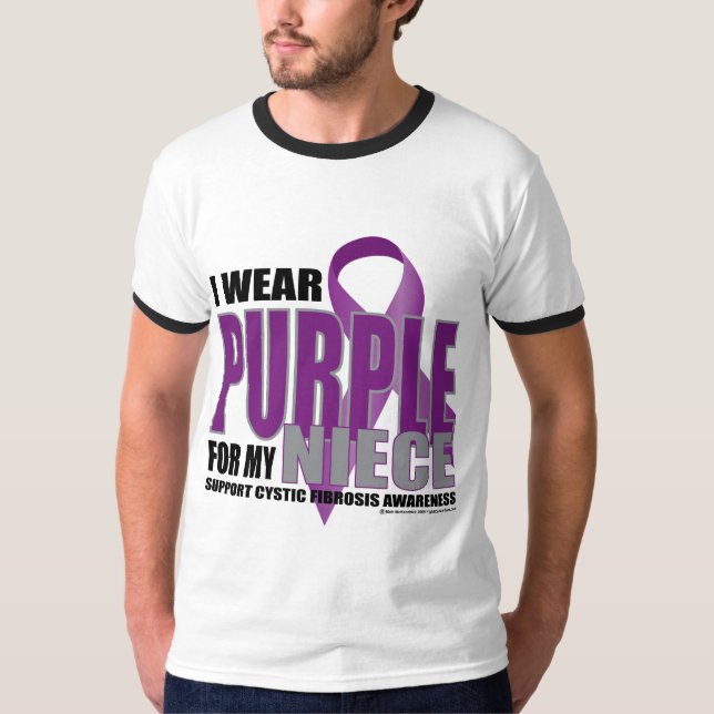 Camiseta Fibrose cística: Roxo para a sobrinha (Frente)