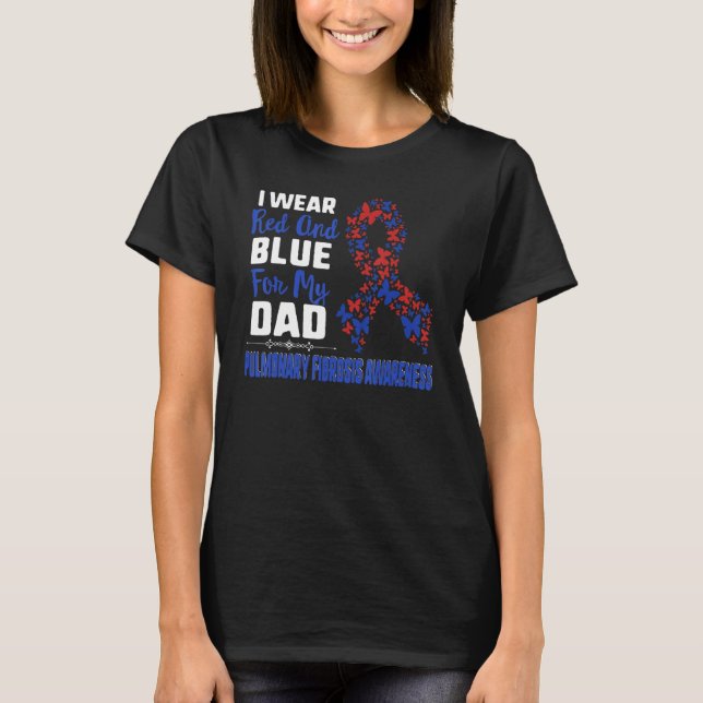 Camiseta Fibrose Pulmonar Eu Visto Vermelho E Azul Para O M (Frente)