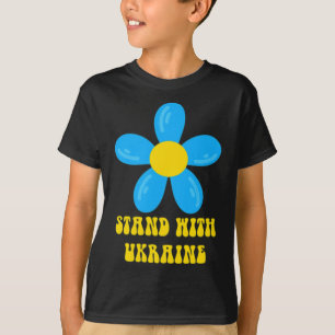 Camiseta Fica Com a Ucrânia Flor Azul e Amarela Solidarieda