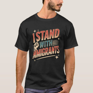 Camiseta Fica com Imigrantes Apoiante de Refugiados Pró-Imi