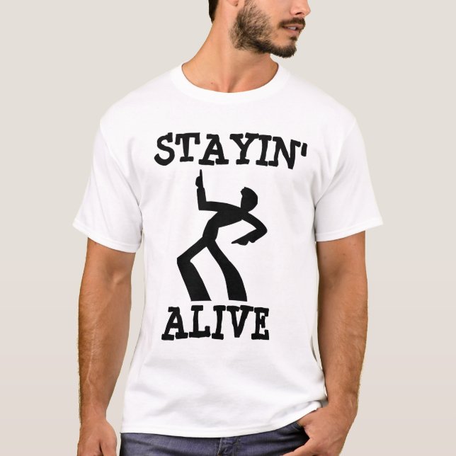 Camiseta FICANDO VIVO, t-shirts de aniversário, engraçado (Frente)