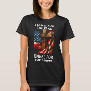 Camiseta Ficar De Pé pela Bandeira Ajoelhar-se pela Cruz Pa