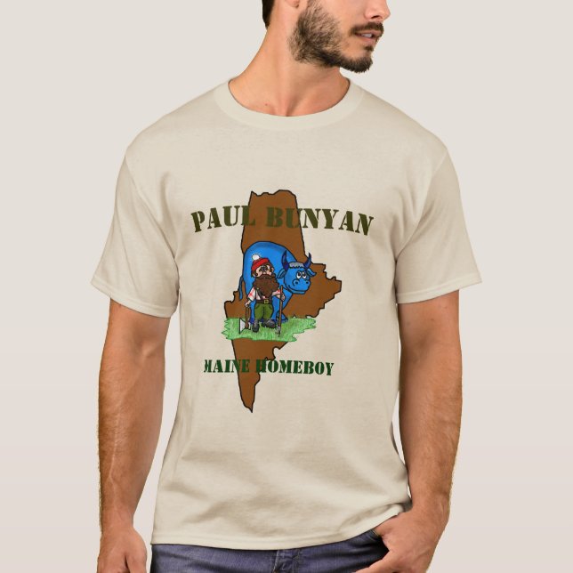 Camiseta Ficar em casa Paul Bunyan Maine (Frente)