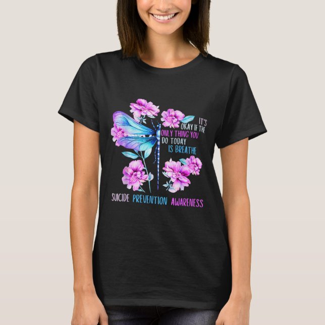Camiseta Ficar libélula ponto e vírgula prevenção conscient (Frente)