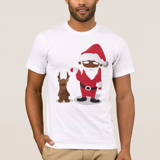 Camiseta Ficares em casa do Feliz Natal: Papai noel & (Frente)