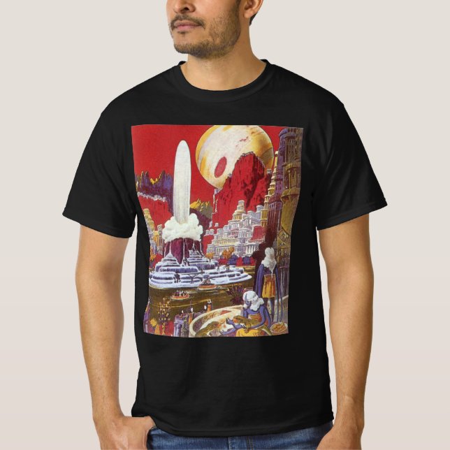 Camiseta Ficção científica retrô, a cidade perdida de Atlân (Frente)