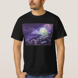 Camiseta Ficção científica retrô, um orbe brilhante com ali