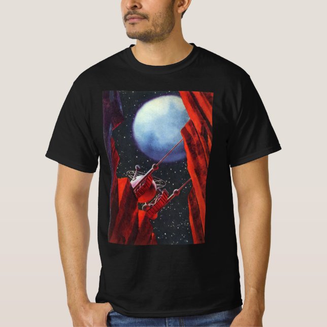 Camiseta Ficção científica retrô, veículo espacial lunar Ca (Frente)