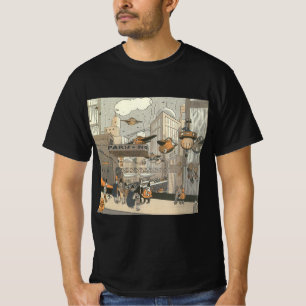 Camiseta Ficção científica urbana vintage Paris, Steam Punk