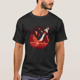 Camiseta Ficção Geek de Ciência Espacial Vintage Marte Sist