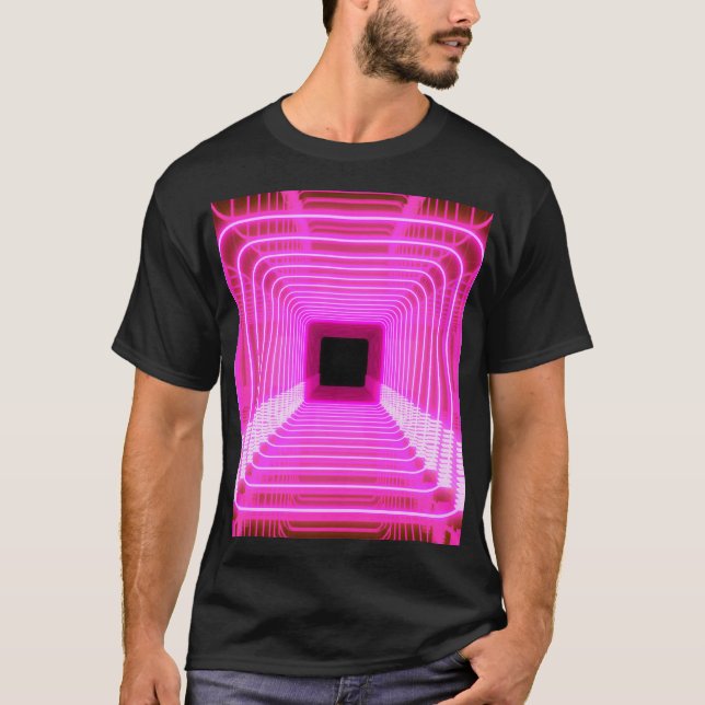 Camiseta Ficha 3D da Retro Sci-Fi: Ilustração de Arte Pop (Frente)