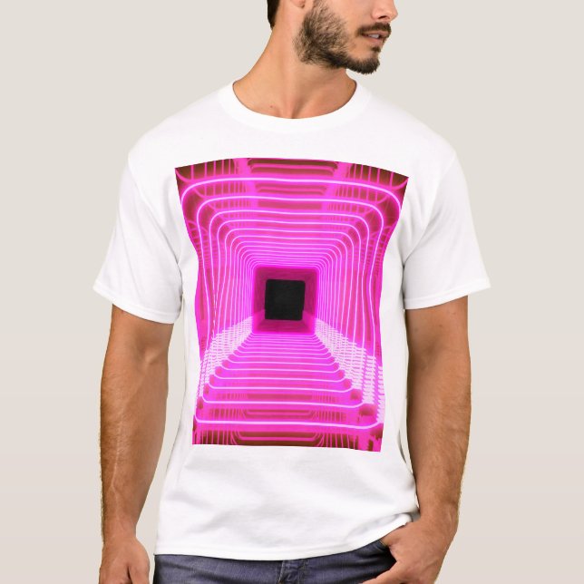 Camiseta Ficha 3D da Retro Sci-Fi: Ilustração de Arte Pop (Frente)