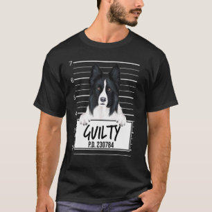 Camiseta Ficha Criminal de Border Collie Cachorro Culpado