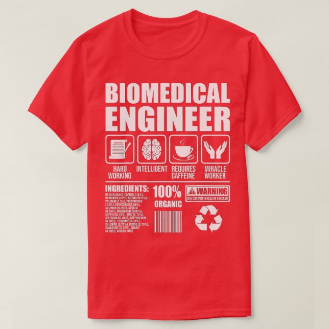 Camiseta Ficha Médica Biomédica de Engenheiro Biomed Trabal (Frente do Design)