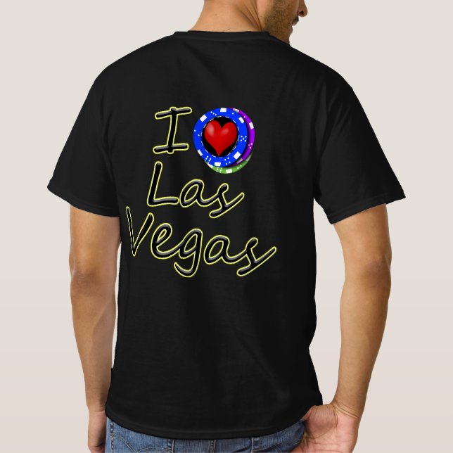 Camiseta Fichas de Poker com Eu Amo Las Vegas (Verso)