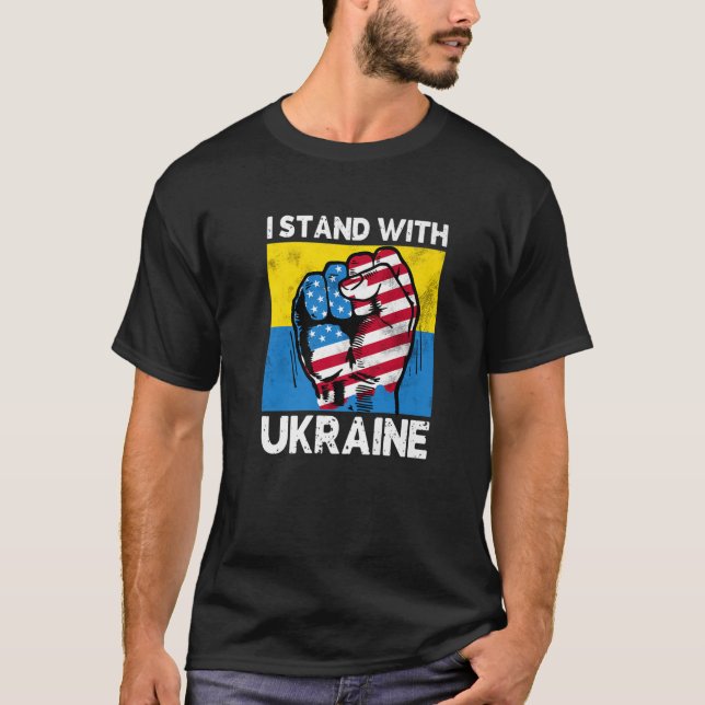 Camiseta Fico Com A Bandeira Ucraniana Da Ucrânia (Frente)