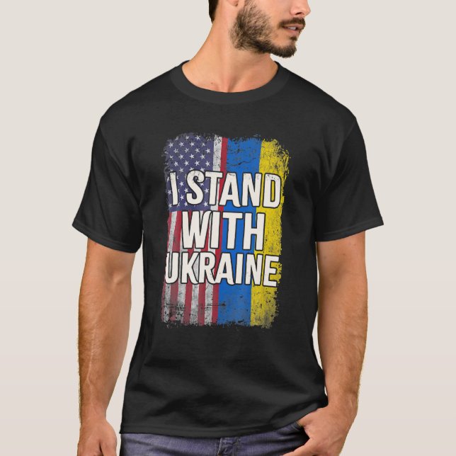Camiseta Fico Com A Libertação Da Bandeira Ucraniana Americ (Frente)