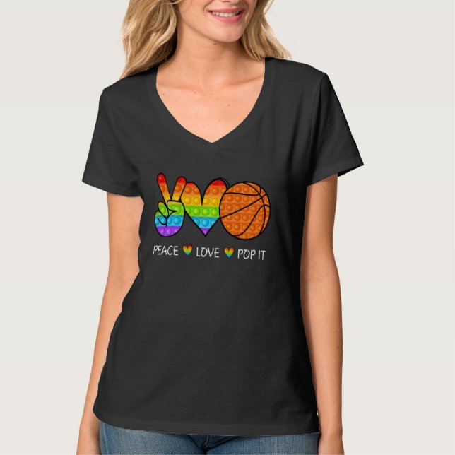Camiseta Fidget De Basquete Do Peace Love (Frente)